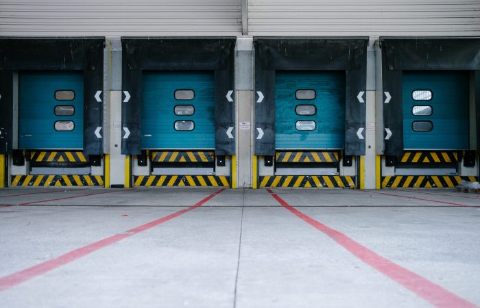 truck docking station at a manufacturing warehouse