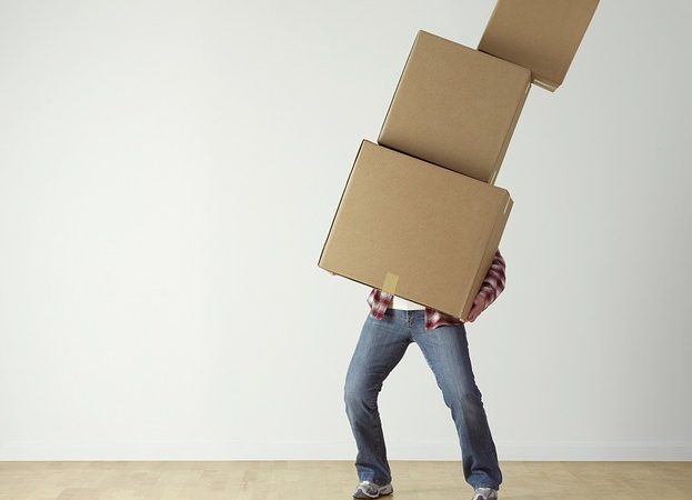 person carrying cardboard boxes