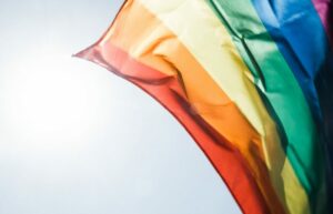 rainbow pride flag waving in the wind