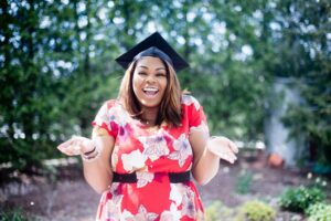 Woman in a graduation cap
