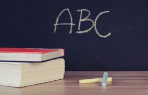 ABC written on the blackboard