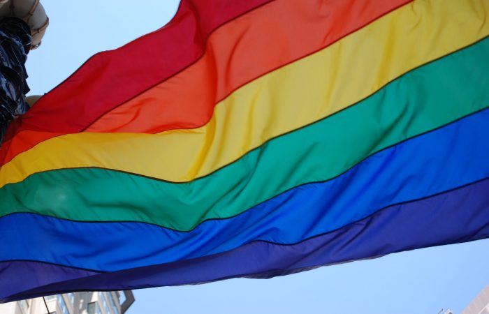 pride flag waving in the wind