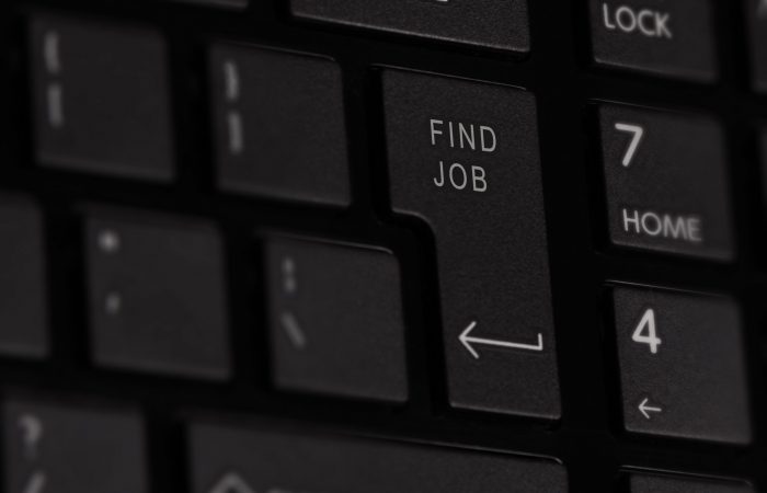 keyboard with find job text on key