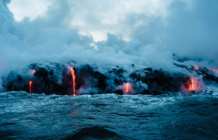 Lava flowing into sea