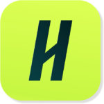 Handshake Logo, dark H with neon background