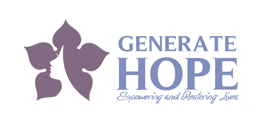 Generate Hope logo. Purple flower with silhouette of woman
