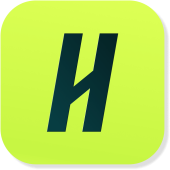 Handshake Logo, dark H with neon background